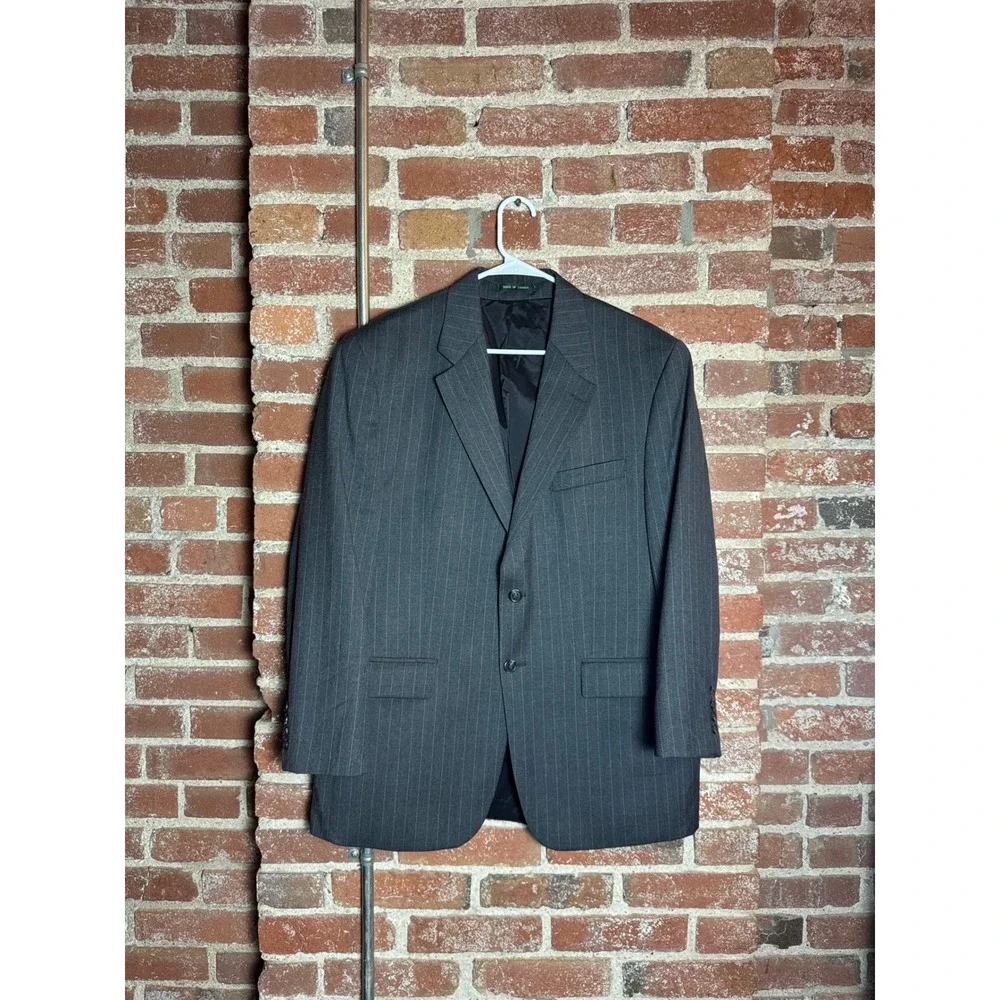 Lauren Ralph Lauren Mens Gray Pinstripe Wool Suit Jacket Blazer 42R Canada